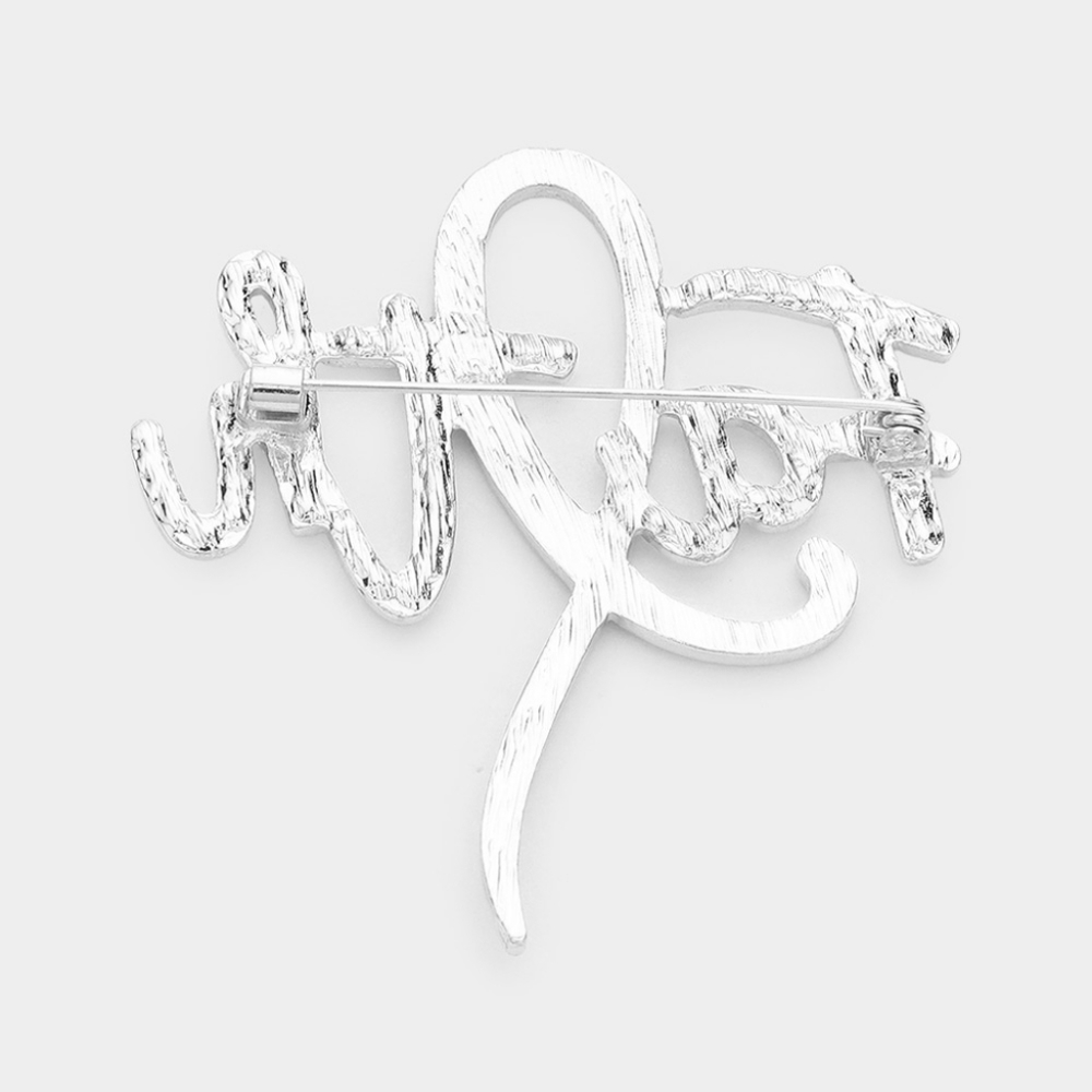 Pink Ribbon Brooch FAITH Silver Rhinestone Bow Cancer Pin Accessory Message - Picture 2 of 2